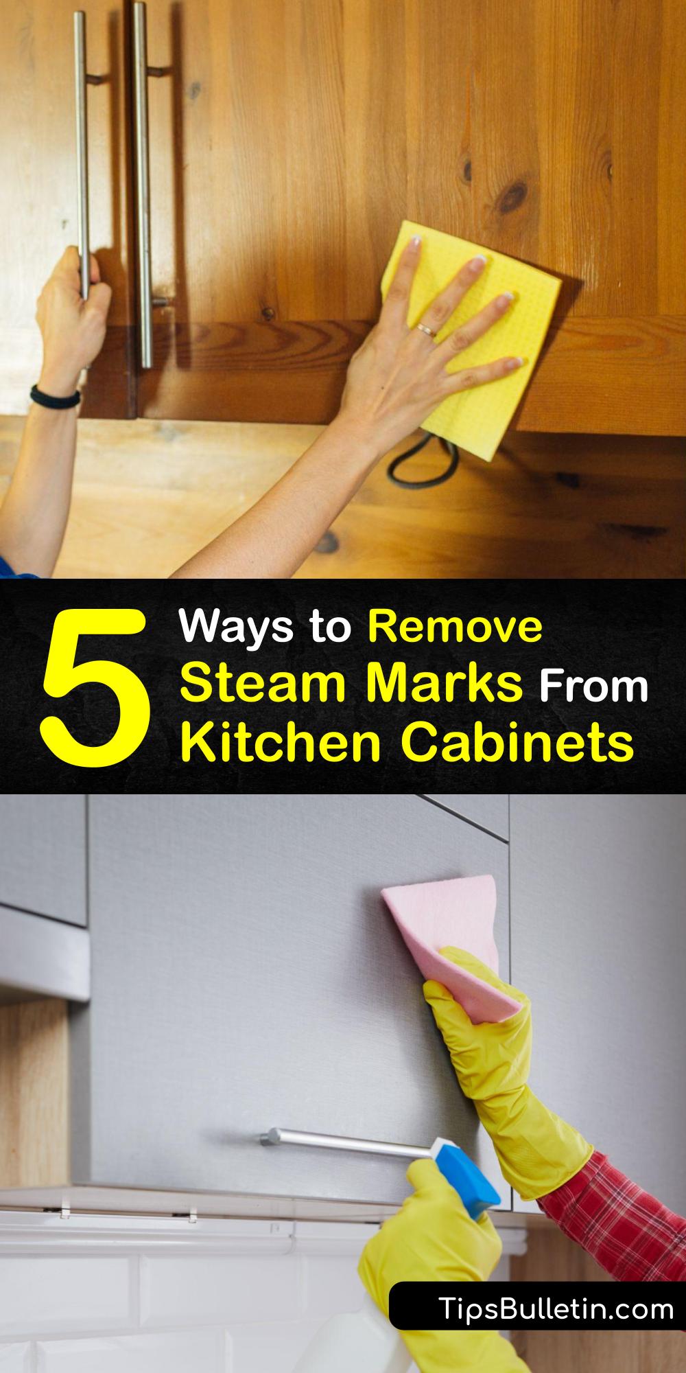 Follow our cleaning tips and learn how to remove steam, heat, and water stains from wooden kitchen cabinets. It’s easy to clean kitchen cabinets to remove steam stains with a soft cloth, mayonnaise, toothpaste, vinegar, and other common cleaners. #how #remove #steam #marks #cabinets #kitchen